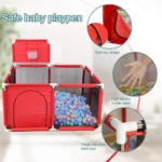 Kids Playpen with 30 Plastic Balls Kids Ball Pit Baby Playpen with Basketball Hoop Breathable Waterproof Oxford Cloth with Zipper Steel Frame With 30 Balls - Image 7