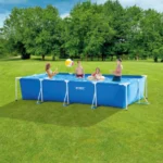 Intex 14.75' x 86" x 33" Rectangular Frame Above Ground Outdoor Backyard Swimming Pool with Flow Control Valve for Quick Draining